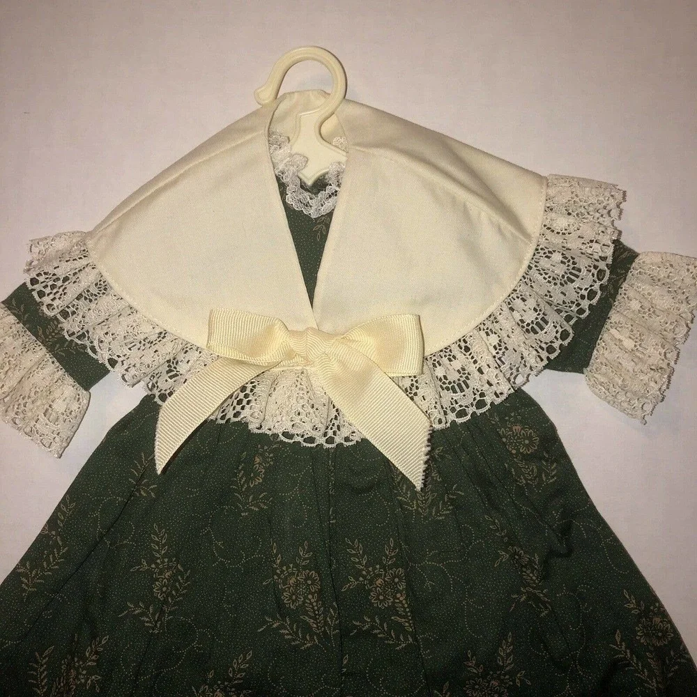 Period Doll Dress With Lace Overlay Collar